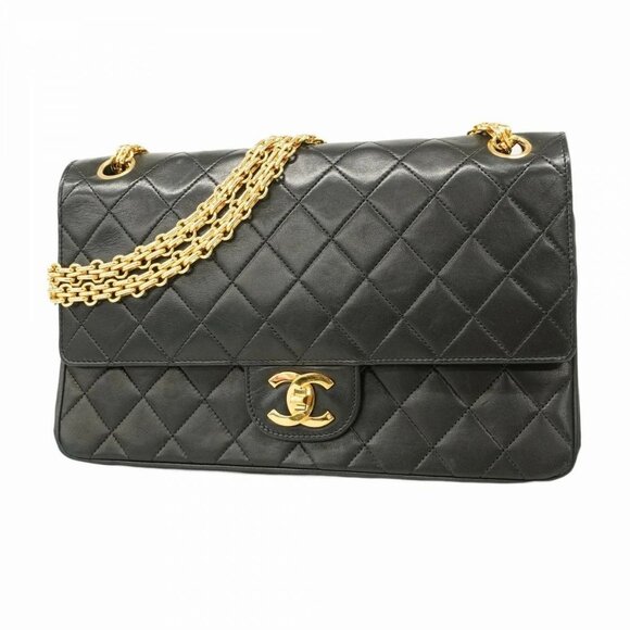 CHANEL Vintage Classic Double Flap Bag Lambskin Chain Shoulder Purse Chain CC - Picture 1 of 13